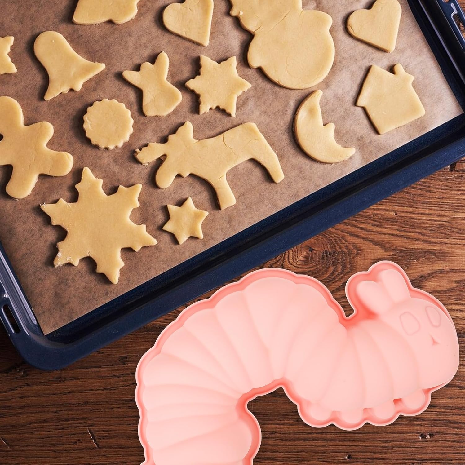 Set of 2 Silicone Caterpillar Baking Moulds for Jelly and Pastries – Bild 4