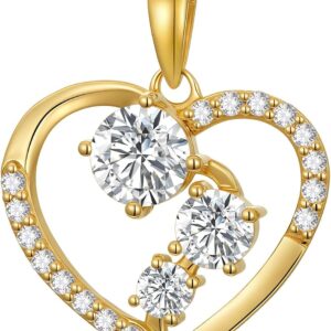 375/9K Echtgold Herz Kette für Damen, Gelbgold 0,55-1,2 cttw Moissanit Unendlichkeit Herz Anhänger Halskette,Schmuckgeschenk Jahrestag Geburtstag für Ehefrau Mutter,40+5cm