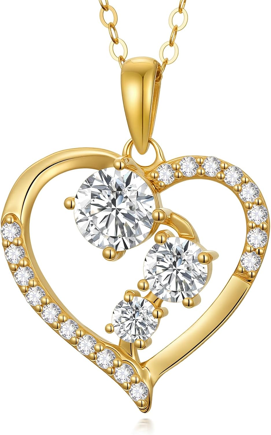 375/9K Echtgold Herz Kette für Damen, Gelbgold 0,55-1,2 cttw Moissanit Unendlichkeit Herz Anhänger Halskette,Schmuckgeschenk Jahrestag Geburtstag für Ehefrau Mutter,40+5cm