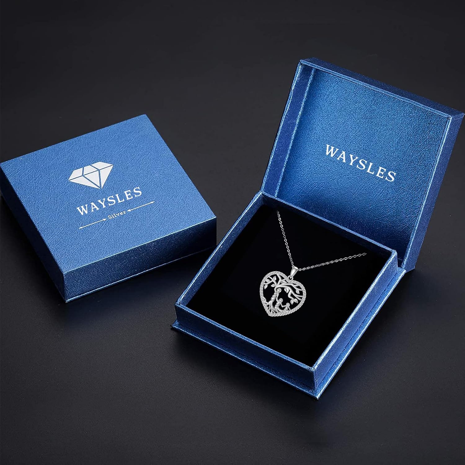 Women's Tree of Life Necklace 925 Sterling Silver Mother Children Daughter Son Tree of Life Family Heart Pendant Jewellery Gifts for Mum Girls – Bild 7
