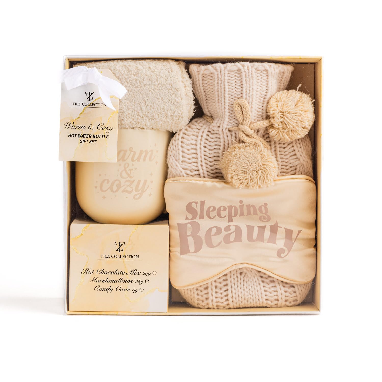 Hot Chocolate Gift Set with Mug Marshmallows and Mini Winter Hot Water Bottle Gift Sets with Hot Water Bottle Cover Cosy Present for Women Men Adults – Bild 6