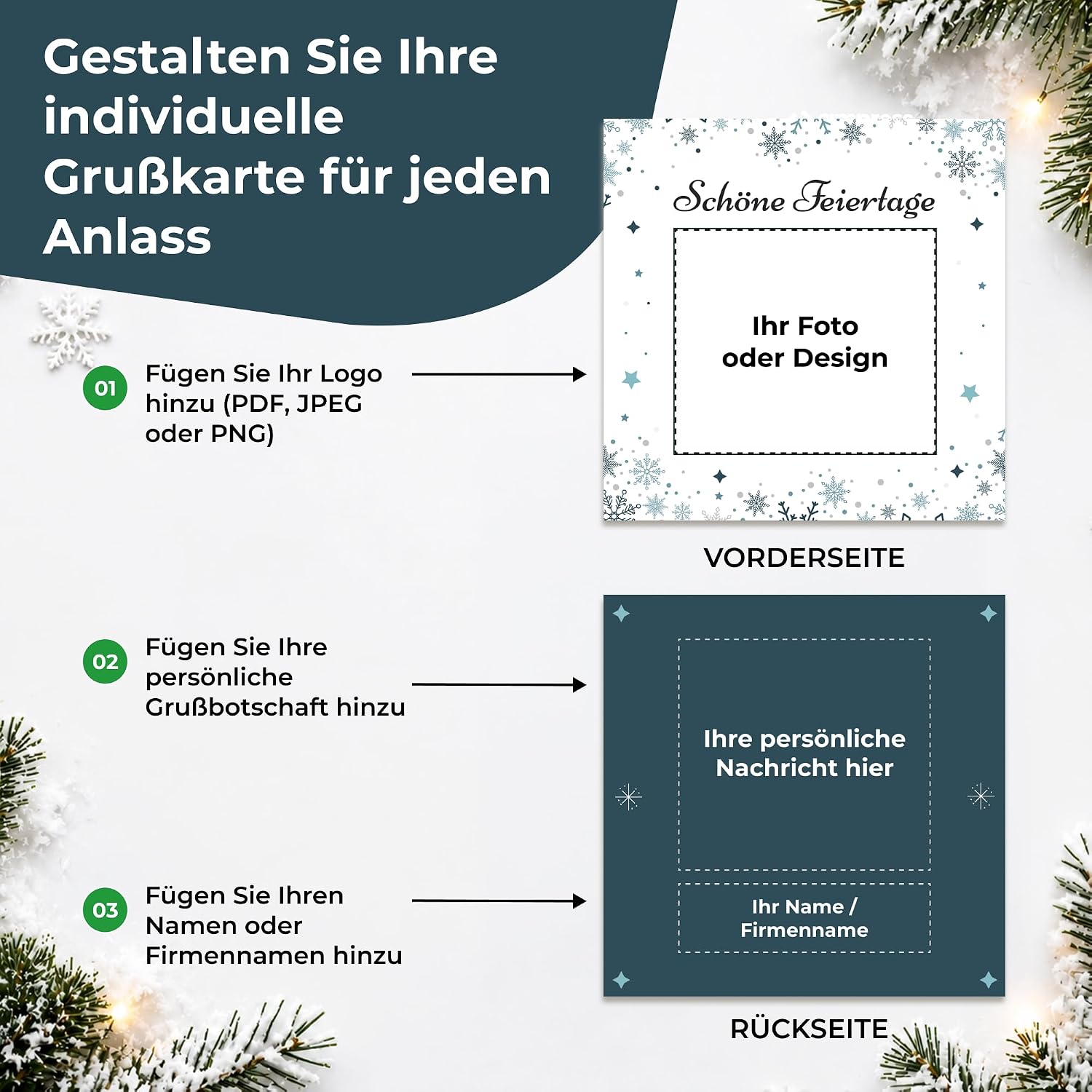 Cimpress 20 Square Holiday Cards, Photo/Logo/Text of Your Choice – Bild 2