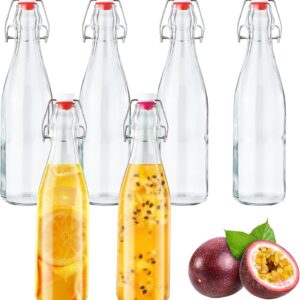 Bucomtu Pack of 6 Glass Bottles 500 ml with Swing Stopper, Glass Bottles for Filling, for Liquor Bottles, Syrups, Drinks, Cooking Oils, Flavoured Vinegars (6 Pieces -500 ml)