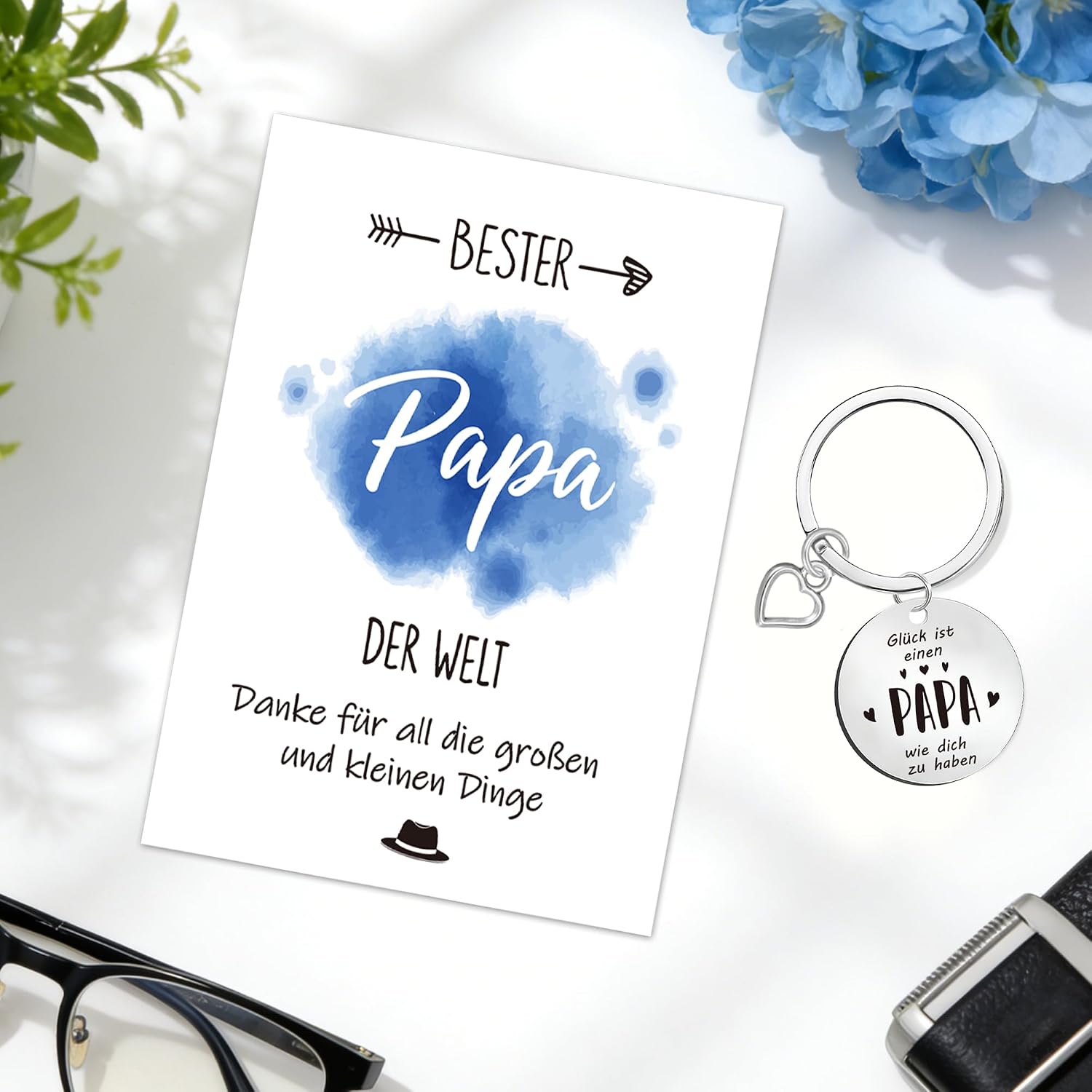 PAPA Gift - Wooden Serving Board, Coaster, Stainless Steel Spoon, Keyring & Greeting Card | Loving Father's Day Gift, Birthday Gift & Christmas Gift for Dad – Bild 4