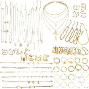 73 Pieces Jewellery Sets for Women, Jewellery Set Gold, Fashion Jewellery Set, Jewellery Set for Gifts Birthday Valentine’s Day