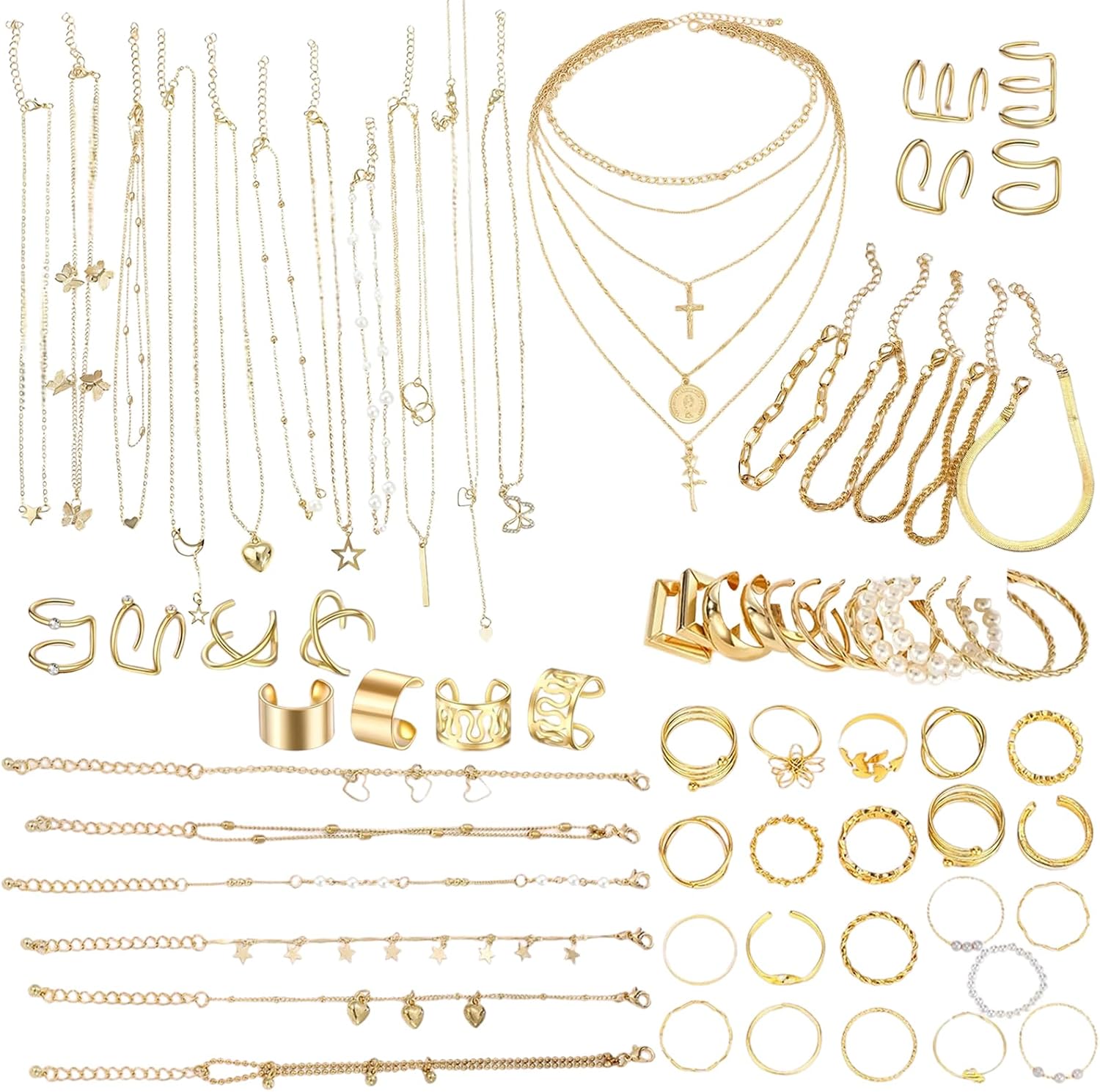 73 Pieces Jewellery Sets for Women, Jewellery Set Gold, Fashion Jewellery Set, Jewellery Set for Gifts Birthday Valentine's Day