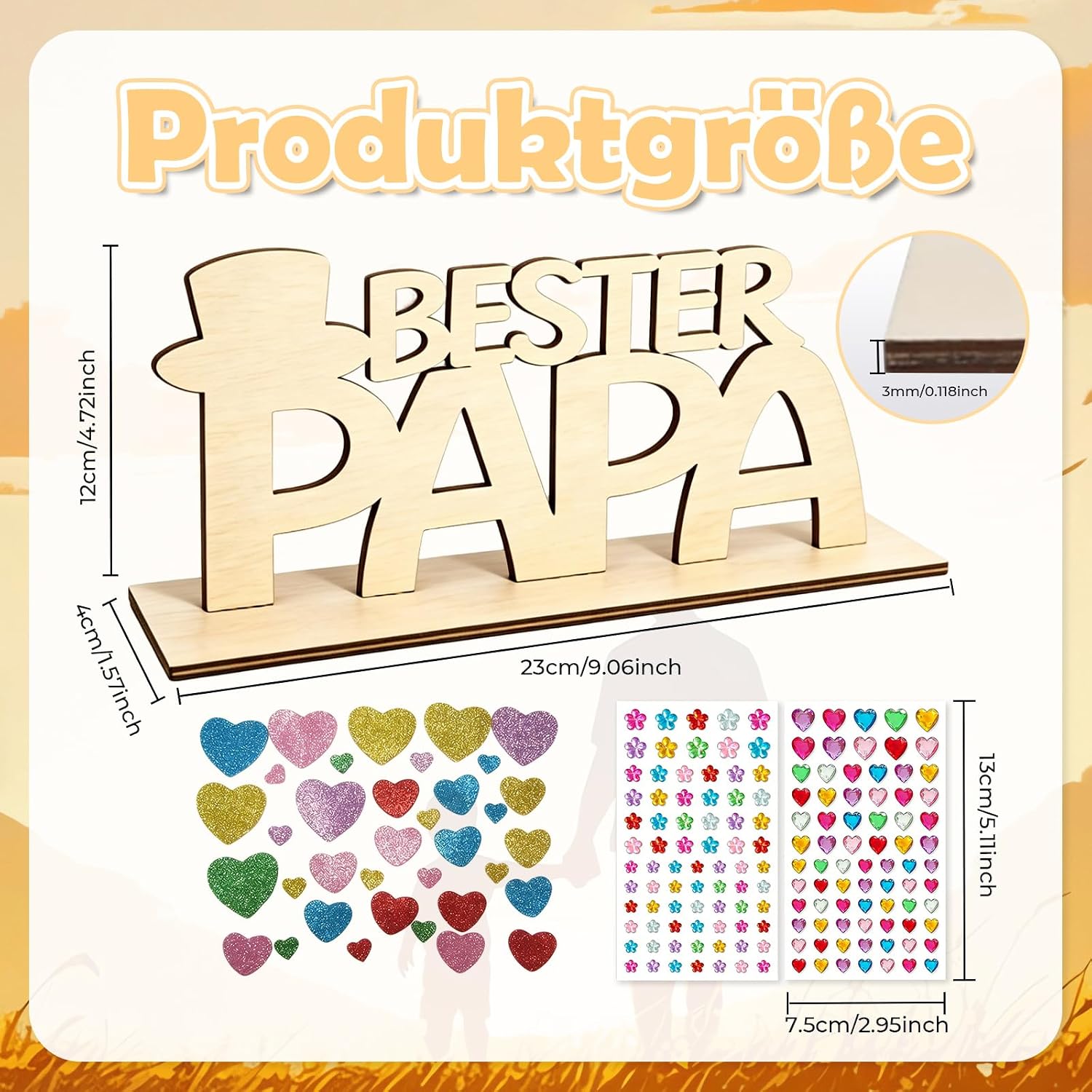 MOAZIFI Best Dad Gifts, Wooden Decoration and Stickers, DIY Dad Gift Birthday, Father's Day Gift, Christmas Gifts, Craft Desktop Decoration for Daughter, Son and Father – Bild 2