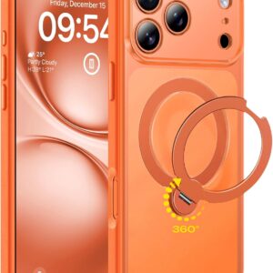 TOCOL für iPhone 17 Pro Hülle mit Ständer, 360° Drehbarem, Orange