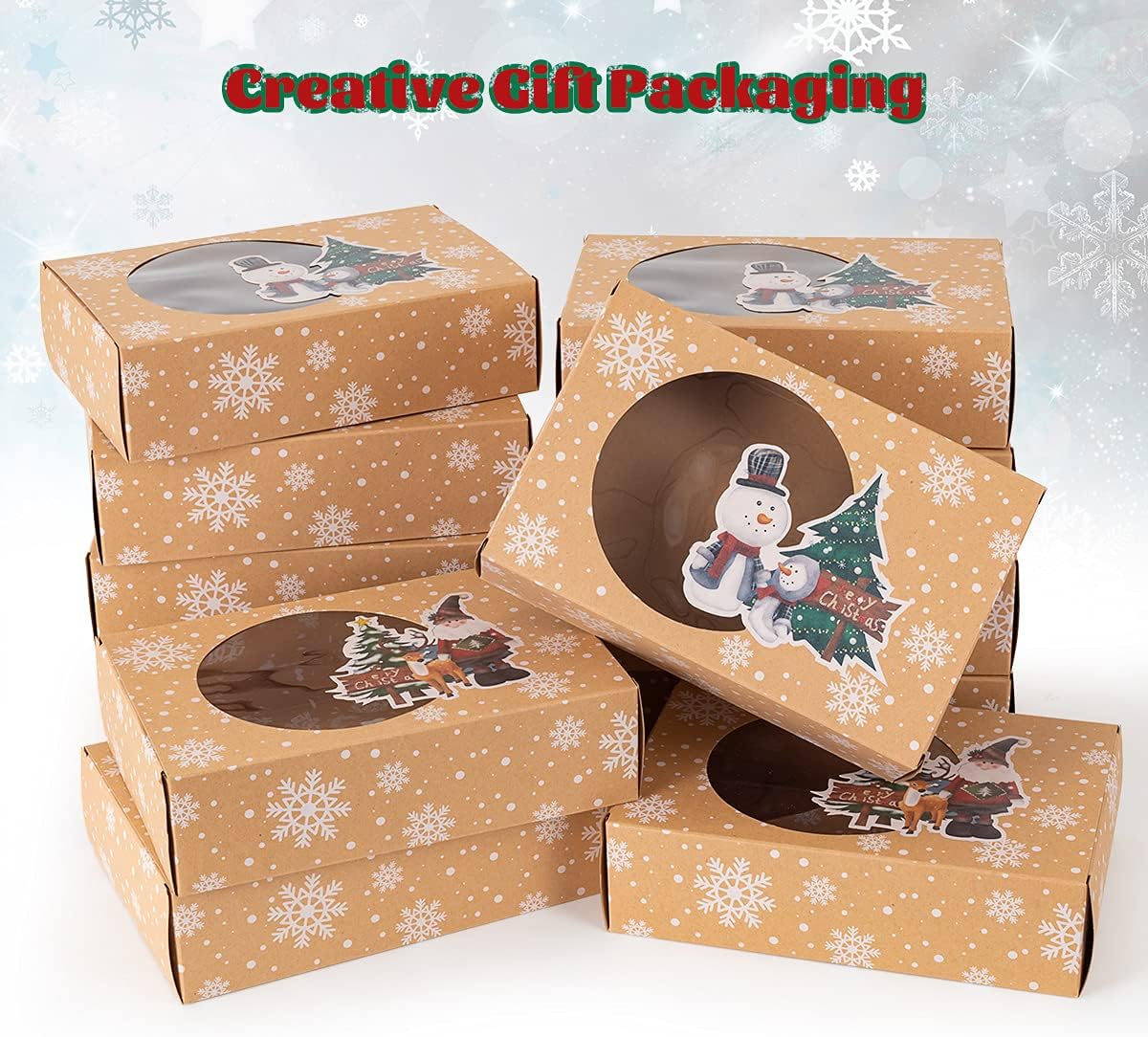 Pack of 12 Christmas Biscuit Boxes, Biscuit Packaging, Christmas Box, Biscuit Box, Cake Boxes with Viewing Window for Bakery, Chocolate, Chocolate Box Packaging – Bild 3