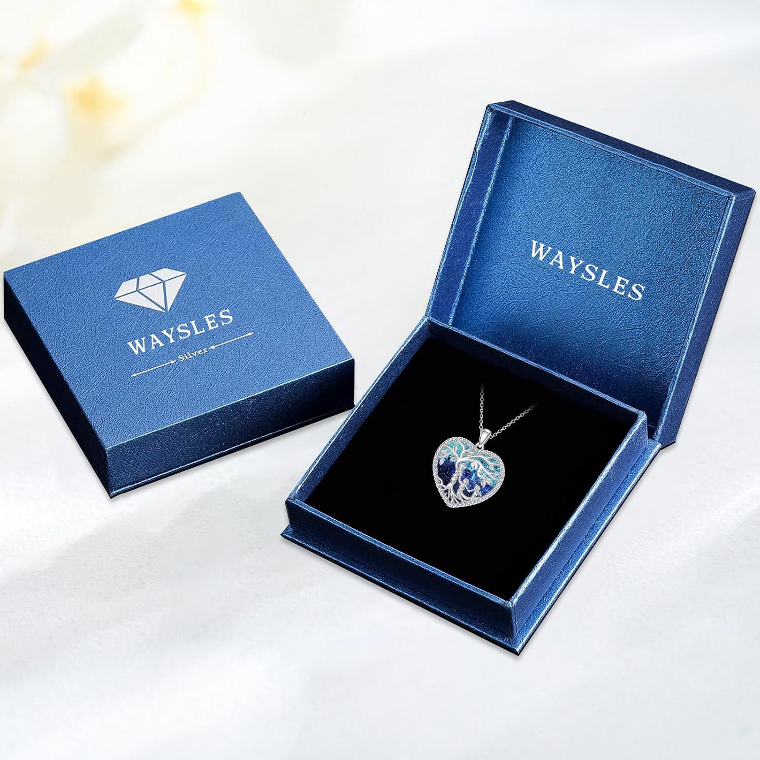 Women's Tree of Life Necklace 925 Sterling Silver Mother Children Daughter Son Tree of Life Family Heart Pendant Jewellery Gifts for Mum Girls – Bild 7