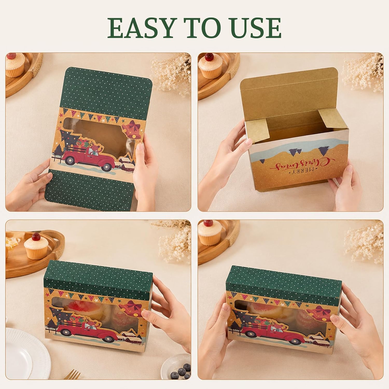 Pack of 12 Christmas Biscuit Boxes with Window Made of Kraft Paper – Bild 6