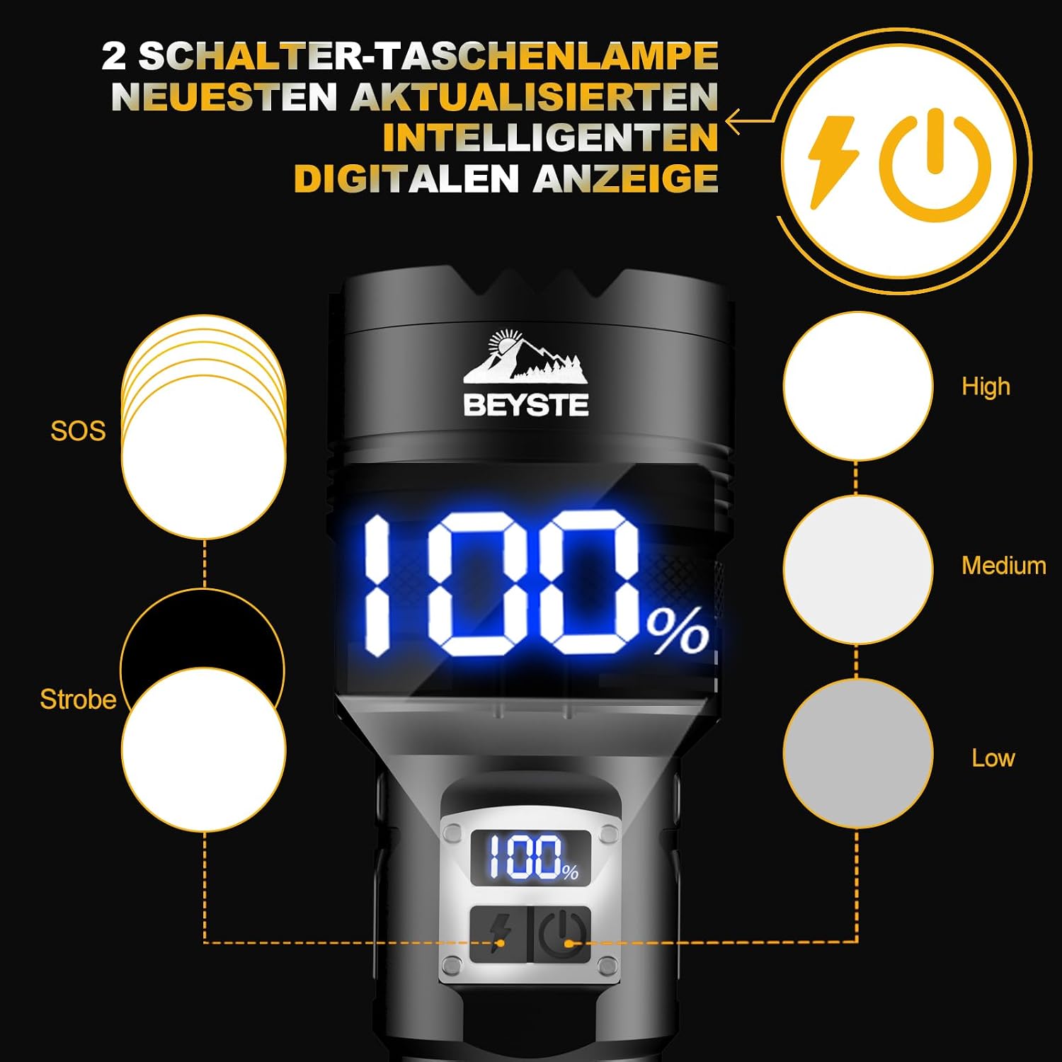 Torch LED Rechargeable 1000000 Lumens Torch Large Strong – Bild 3