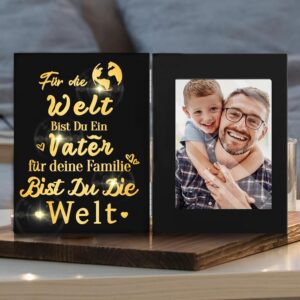 Father's Day Gift for Dad - Personalised LED Picture Frame with Picture of Child, Perfect Gift Idea for Father's Day, Birthday, Christmas from Daughter & Son