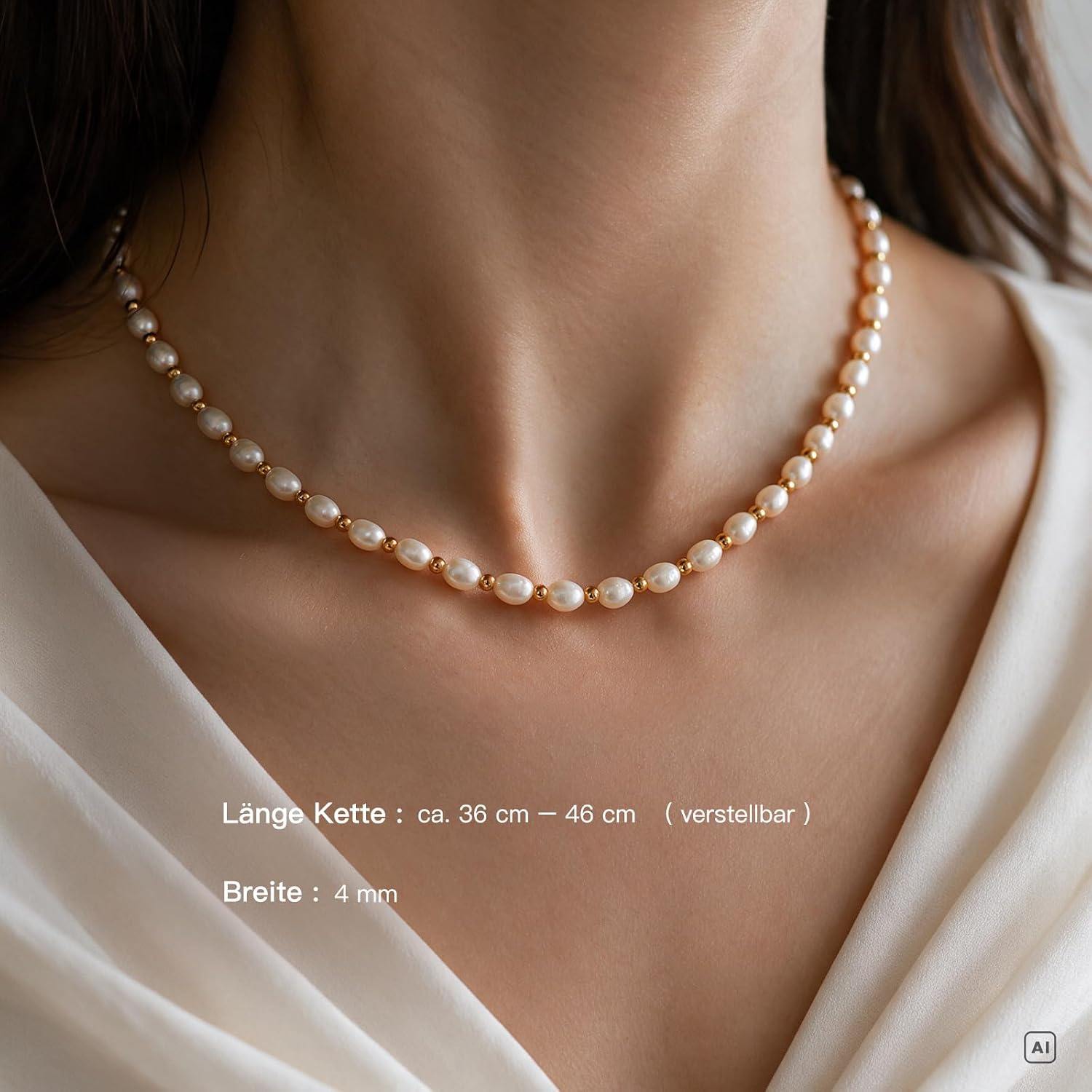 ICRUSH Delicate Necklace Fine Pearl Necklace with Freshwater Pearls Choker – Bild 3