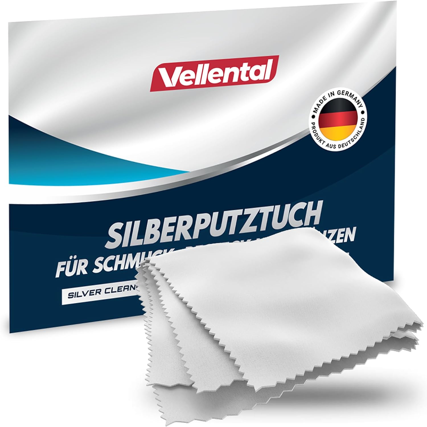 Silver Cleaning Cloth for Jewellery, Cutlery & Coins, Silver Polishing Cloth for Care and Cleaning of Real Silver, Silver Jewellery Made in Germany