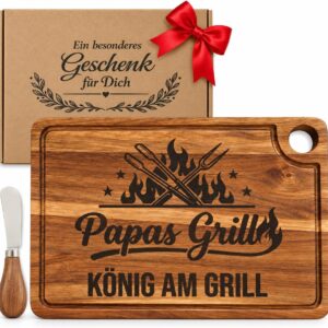 Papa Gifts – Acacia Wood Chopping Board with Cheese Knife, Dad Gift Birthday, Father’s Day Gift for Dad, Dad Gift Christmas, Christmas Gifts for Dad