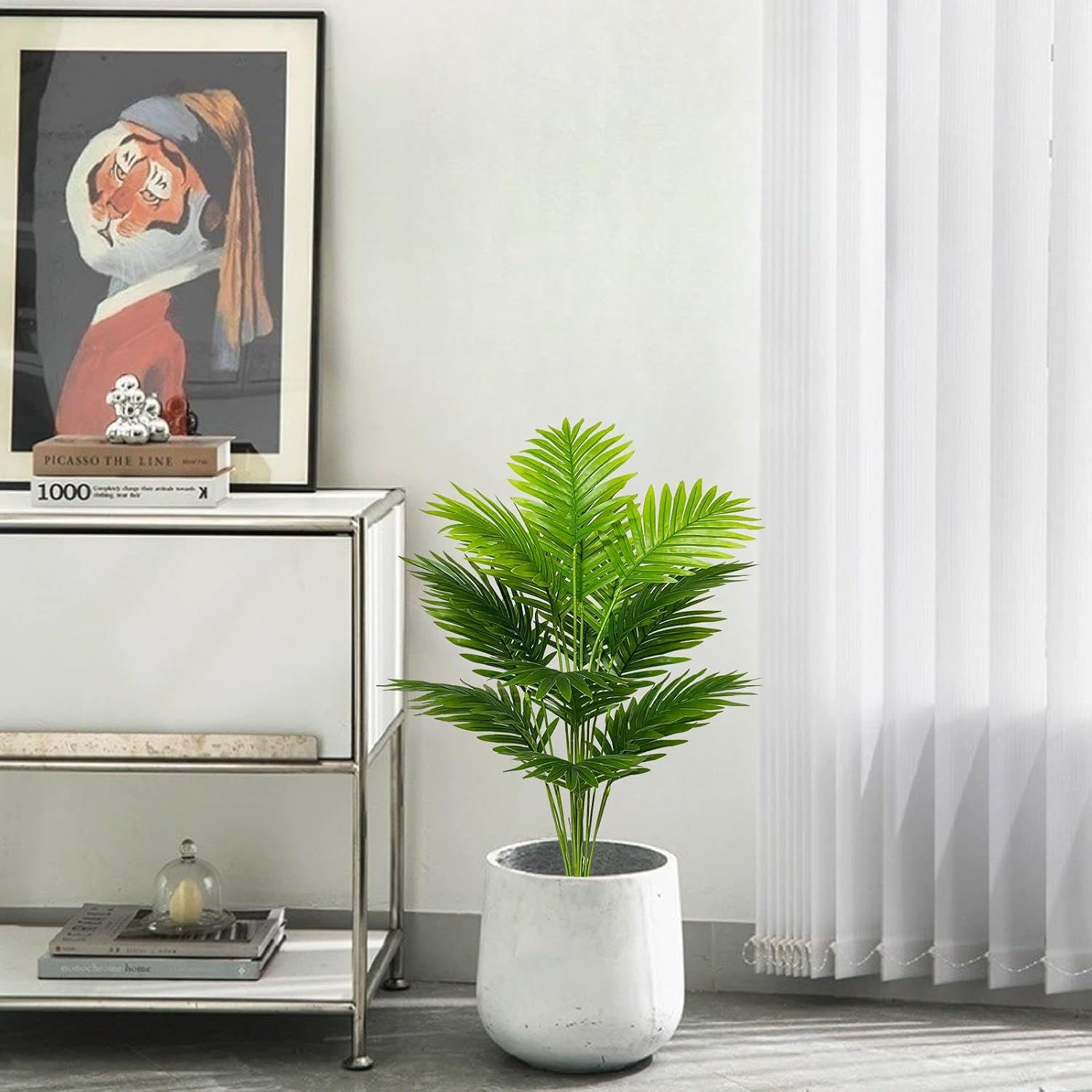 Artificial Plants in Pot, Large Artificial Plant, Plastic Palm Tree Like Real with Plastic Flower Pot, Fake Plant Decor for Living Room, Balcony, Bedroom, Office, Indoor (80 cm, Green Palm) – Bild 6