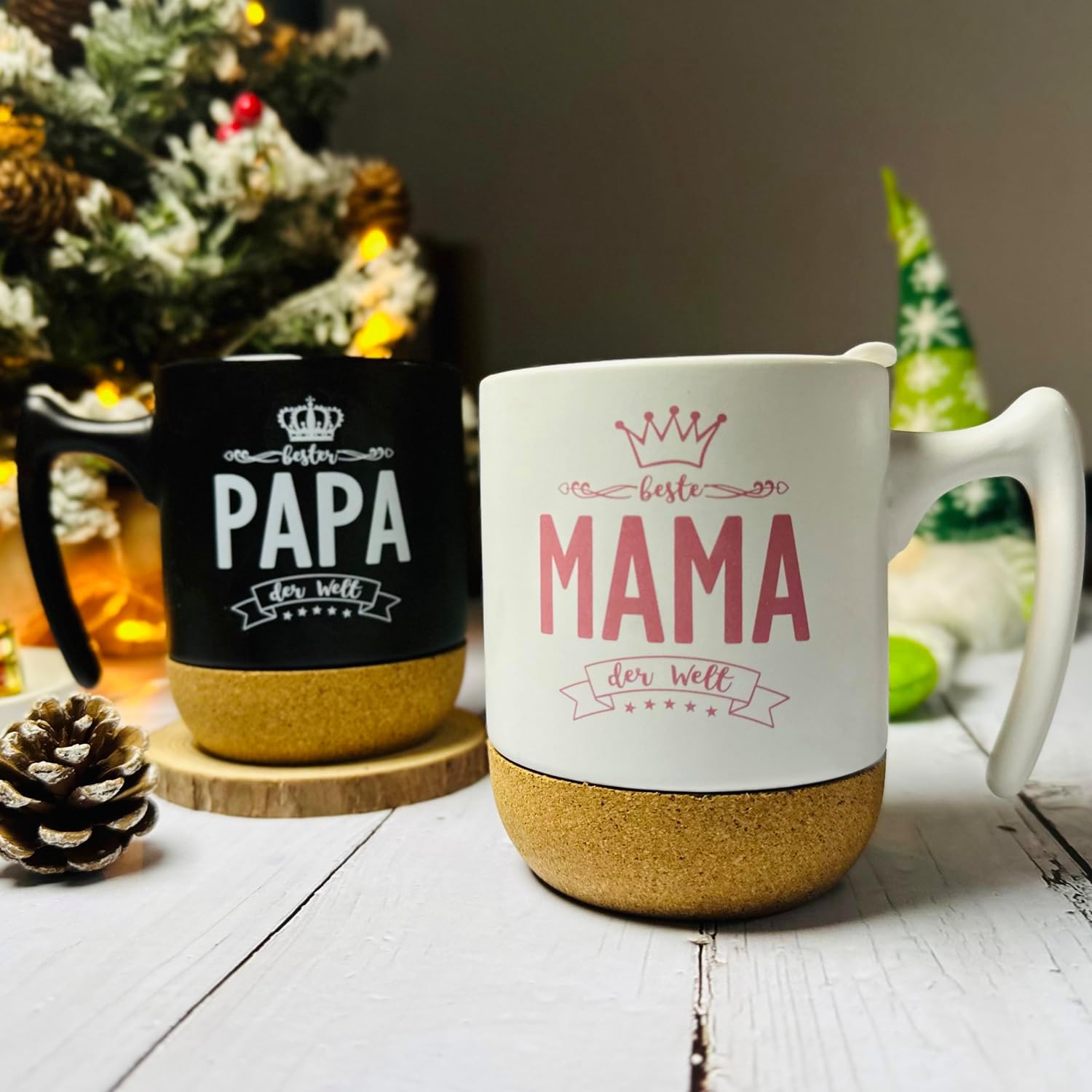 Mum and Dad Mug Set with Lid and Coaster – Bild 4
