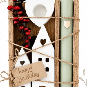 Candle Gift Set for Birthday, Gift for Women or Girlfriend, Small Gift, Light Houses Candle Decoration with Dried Flowers