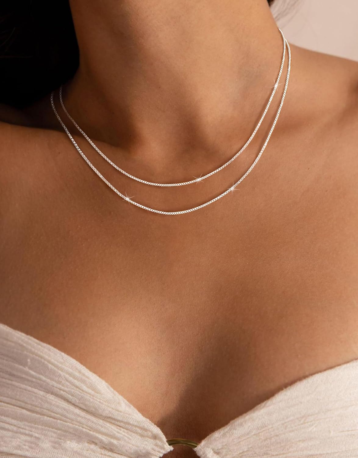 ZHESHY Women's 925 Silver Chain, 925 Sterling Silver Pendant, Fine Necklace, Width 0.8/1/1.3 mm, Waterproof, Antioxidation, Silver Jewellery, Gifts for Women, Girls, Length: 40 cm - 55 cm – Bild 9