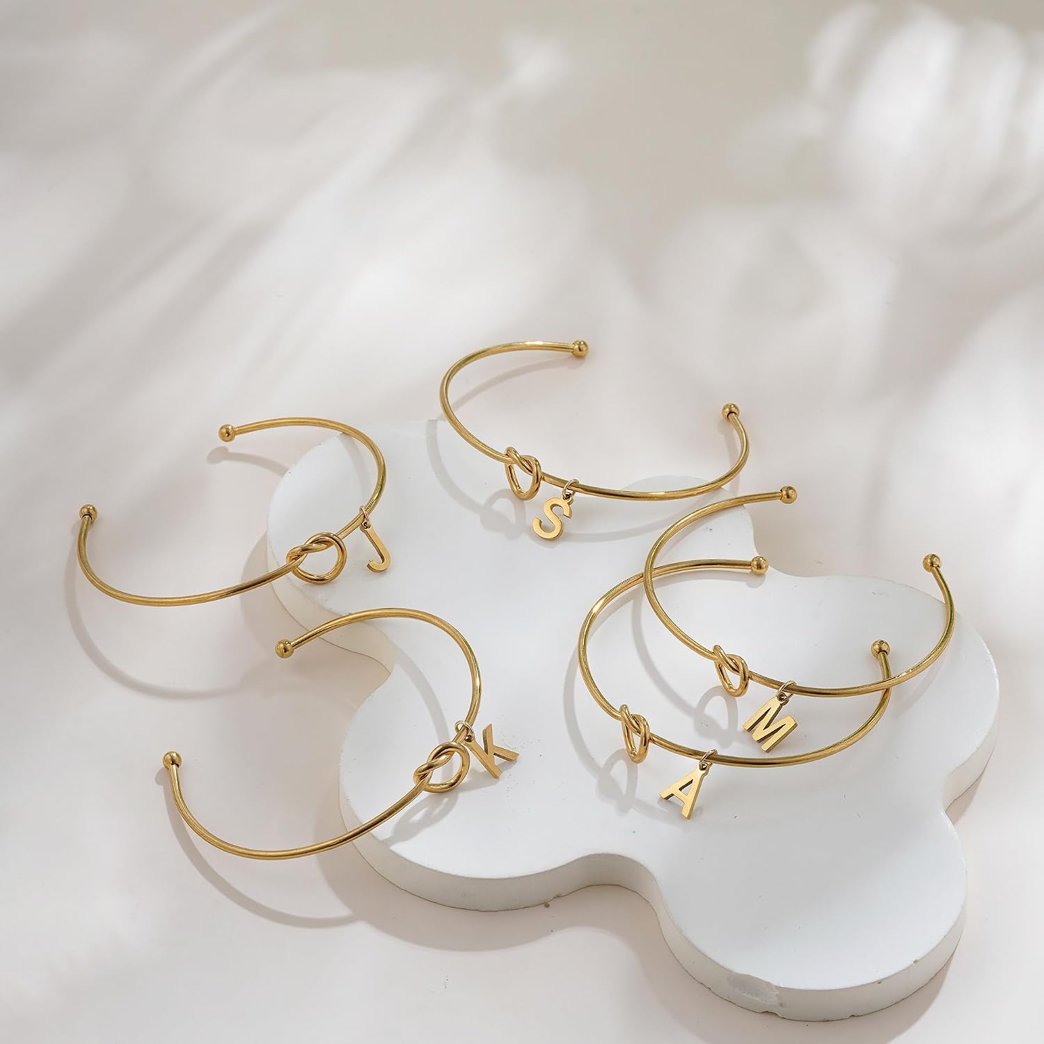SLOONG Christmas Gifts for Women Girls Children 18K Gold/Silver Gold-Plated Knot Bracelet with Letters Monogram Bracelets Personalised Bracelet Jewellery Gifts for Women Girls Girlfriend – Bild 6