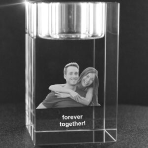 VIP-LASER 2D Engraved Glass Crystal Tea Light Holder Tea Light Holder with the Photo of Your Friend, Girlfriend or Friends Engraved Your Desired Photo for Eternity in Glass