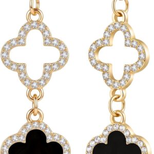 Gold Earrings for Women, Hypoallergenic, Golden Earring Lady, Clover Earrings Gold 14K Gold Plated, Gold Jewellery, White
