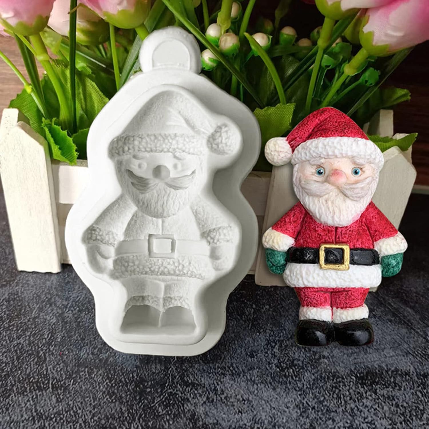 3D Christmas Santa Claus Elk Bear Boy Silicone Mould Cake Pastry Baking Mould for Making Chocolate Fondant Non-Stick Fondant Moulds for Cake Decoration Christmas 3D Silicone for – Bild 3