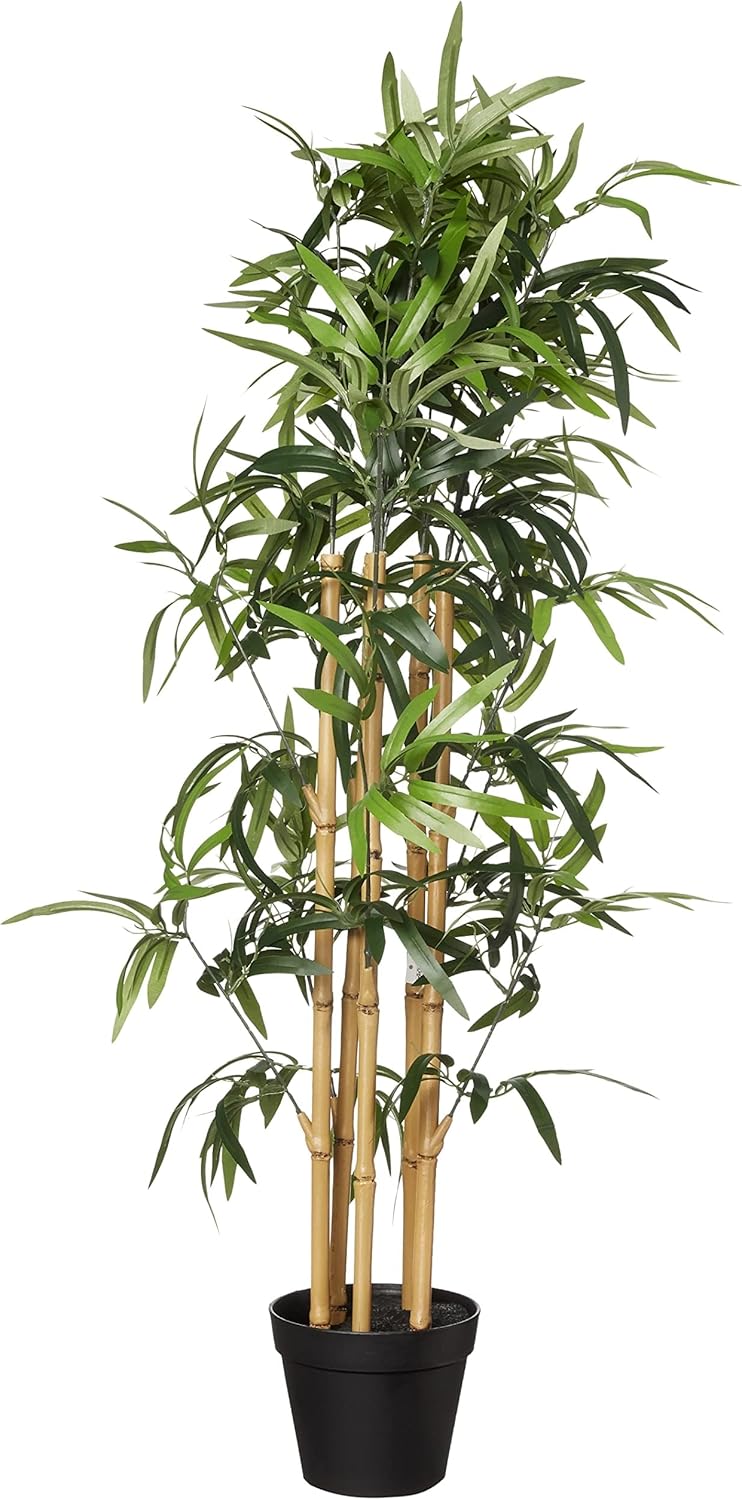 Amazon Basics Artificial Bamboo Plant with Plastic Flower Pot 100cm Green