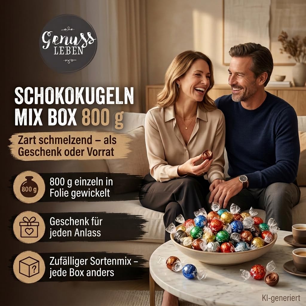 Genussleben® Chocolate Balls Mix Box 800 g - Ideal Storage Box for Snacking – Bild 6