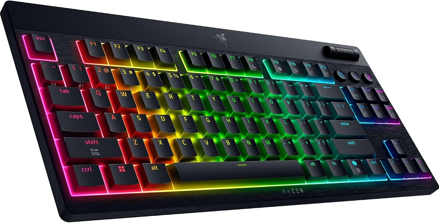Razer BlackWidow V4 Tenkeyless HyperSpeed Low Profile - Wireless Hot-Swap Gaming Keyboard (HyperSpeed Wireless & BT, Hot-Swap, Multifunctional Rotary & Function Keys) Orange Switch | DE Layout – Bild 9
