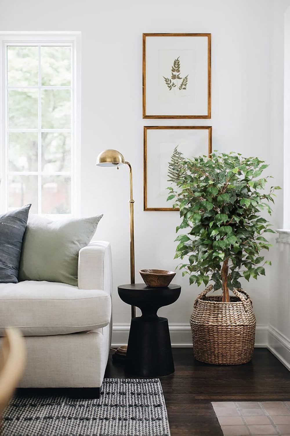 Artificial Plant Large Artificial Tree Ficus Benjamini Artificial Plant Tree with Real Wood Trunk Ideal for Interior Decoration Green – Bild 4