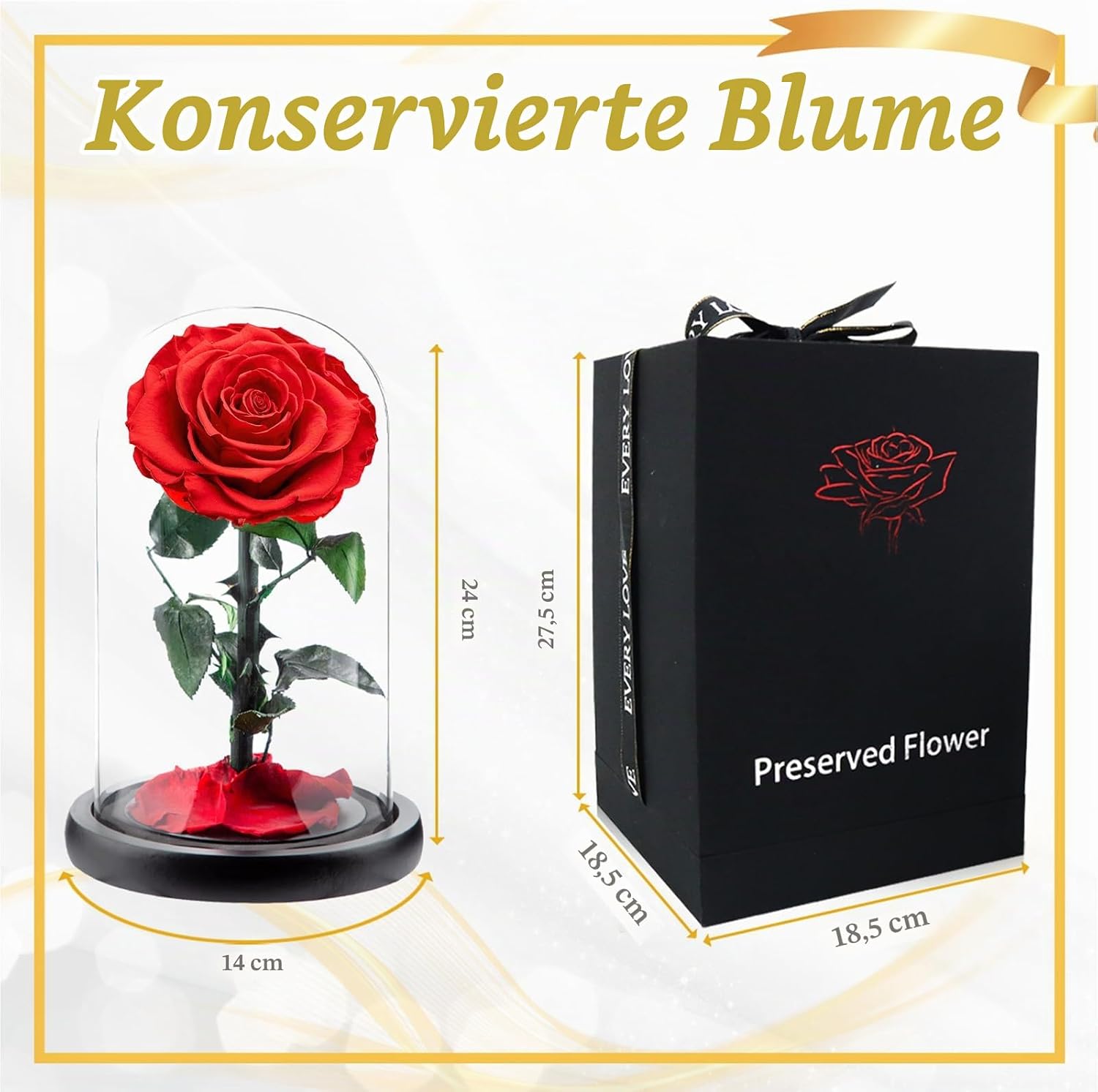 Real Eternal Premium Rose in Glass Dome for Mum, Infinity Rose – Bild 5