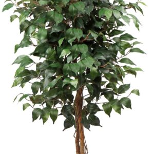 Artificial Plant Large Artificial Tree Ficus Benjamini Artificial Plant Tree with Real Wood Trunk Ideal for Interior Decoration Green