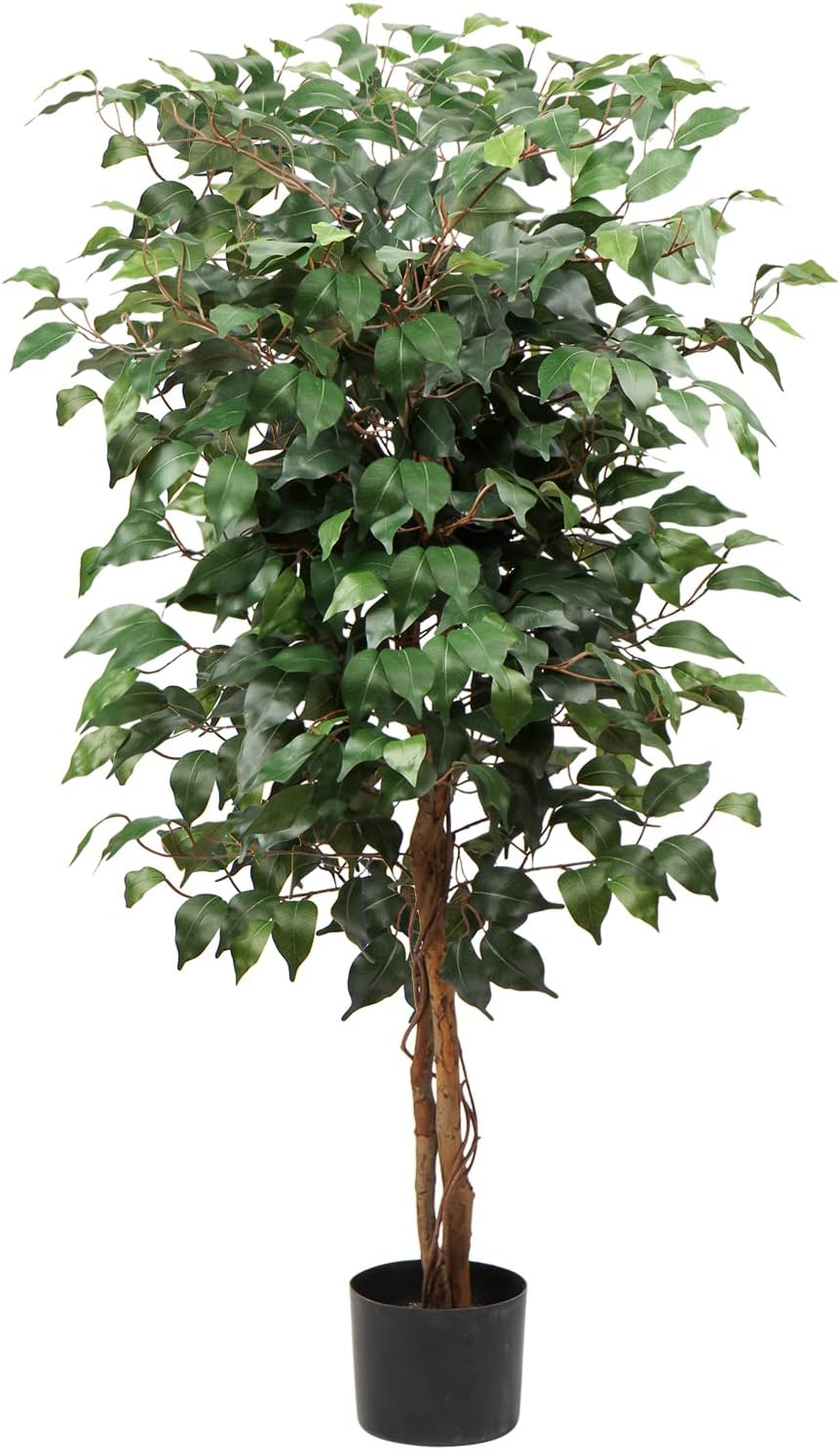 Artificial Plant Large Artificial Tree Ficus Benjamini Artificial Plant Tree with Real Wood Trunk Ideal for Interior Decoration Green