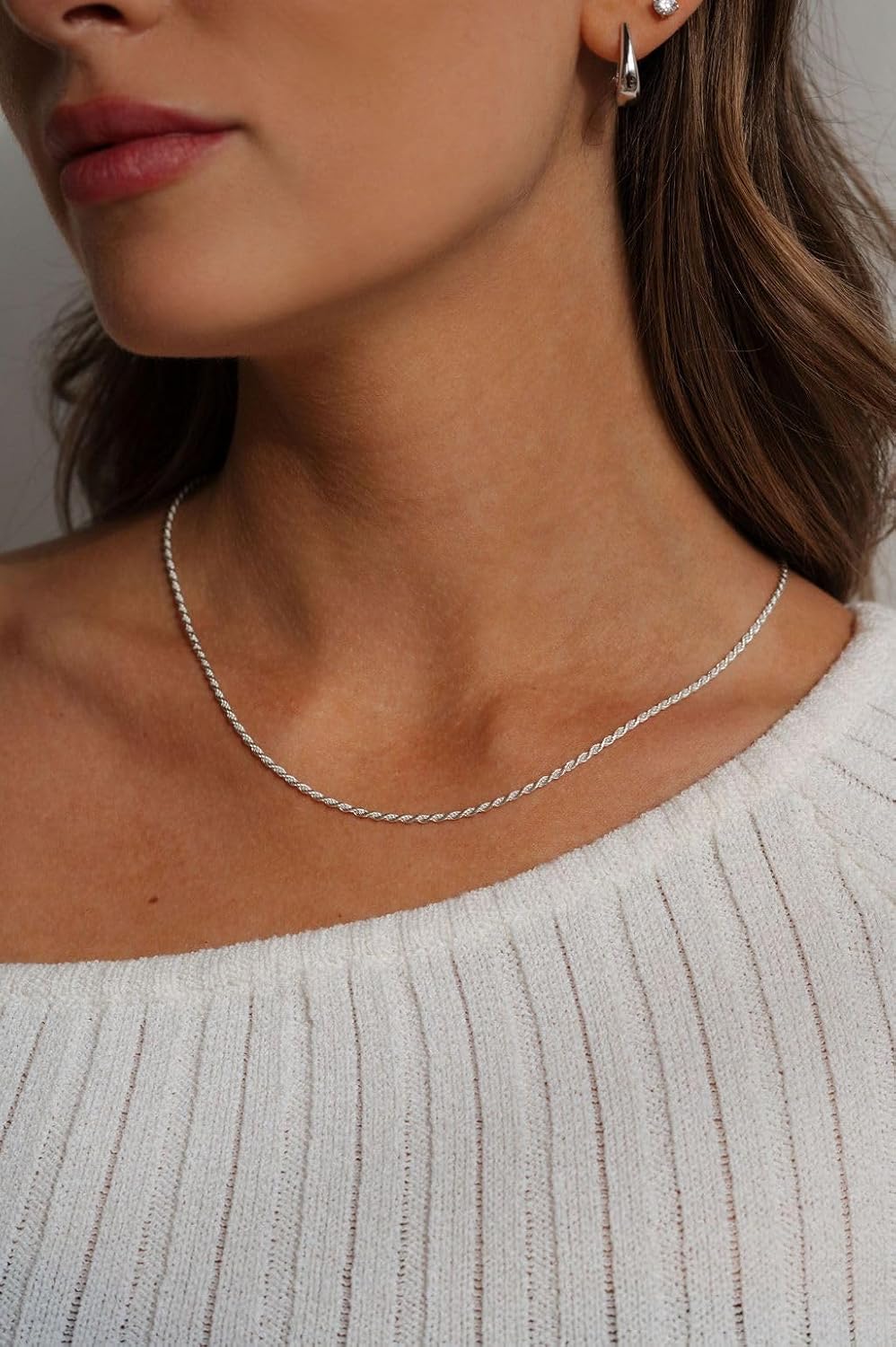 Esrael 925 Sterling Silver Solid 1.5 mm 2 mm Cord Chain Necklace for Women, Robust Non-Fading Silver Chain, Women's Jewellery, Gifts for Women, 14/16/18/20/22/24 Inches – Bild 6