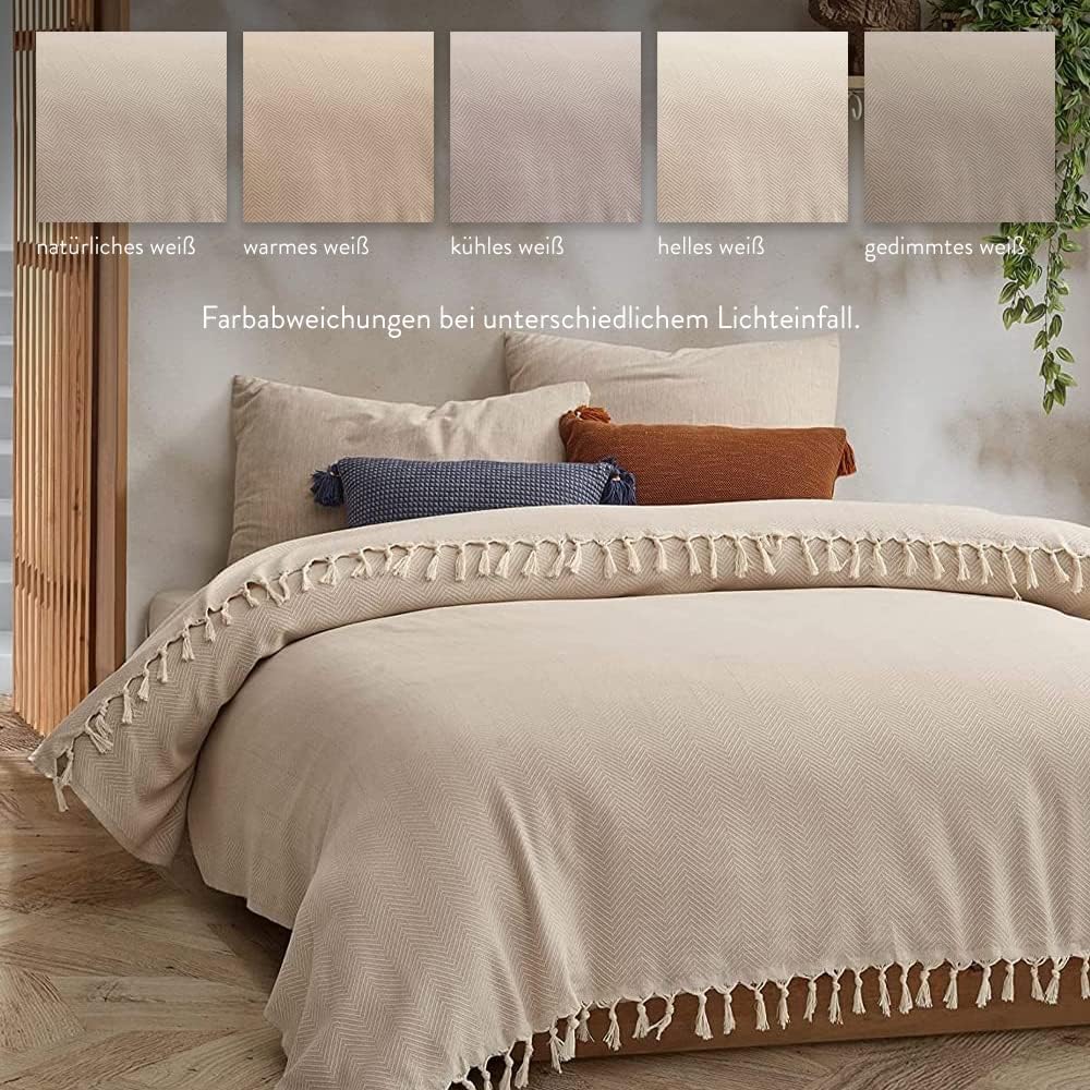 BOHORIA® Premium Bedspread XXL Tulum | 100% Cotton | Oeko-Tex® | Bed Throw Reversible Blanket Sofa Blanket with Pattern | Extra Large 200 x 230 cm (200 x 230 cm, Sepia) – Bild 8