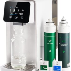 HO3 Home One Countertop Osmosis System for Drinking Water with 4 Temperature Levels (RT, 50, 85, 95°C), 10 Levels Water Output, with Real Time TDS, 8 Stages Filtration and Double Luma UV, Water Filter (White)