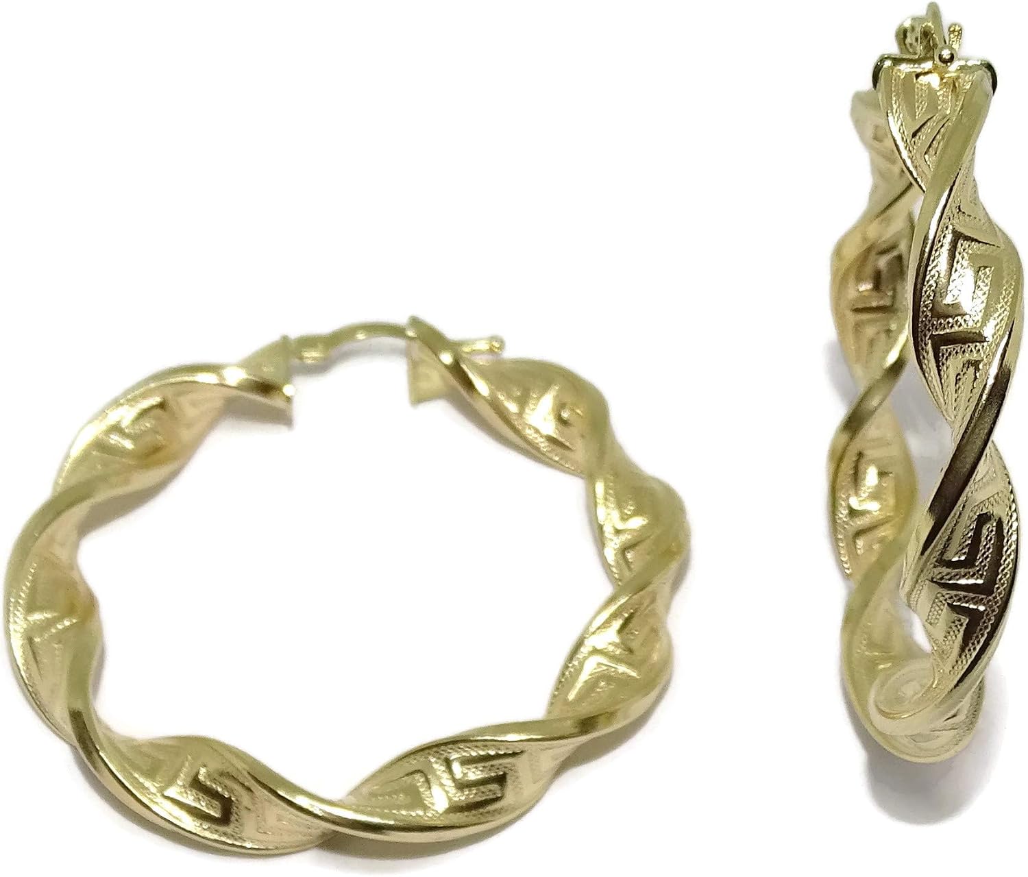 18ct Yellow Gold Hoop Earrings - 6mm Wide and 4.00cm OD – Bild 2