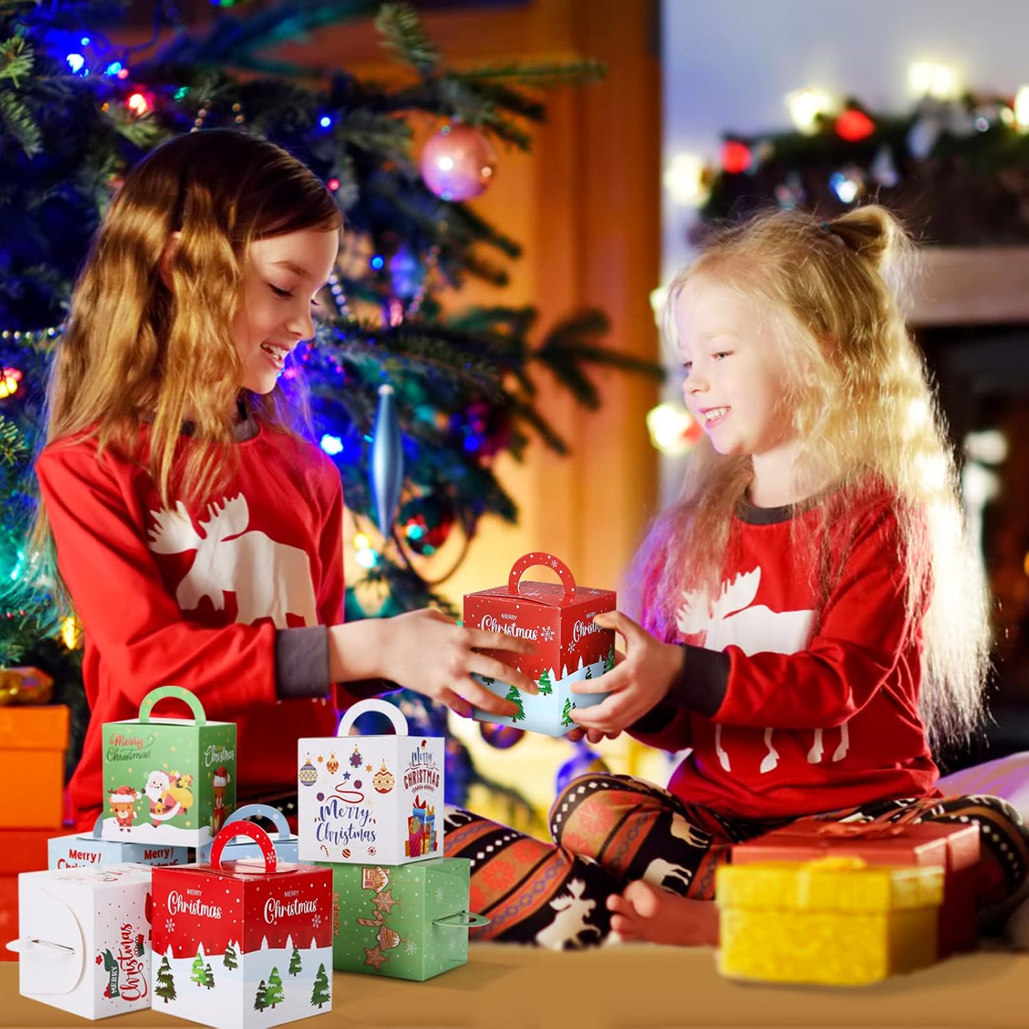 Christmas Gift Box 24 Christmas Bags for Filling 8 Designs in 4 Colours – Bild 8