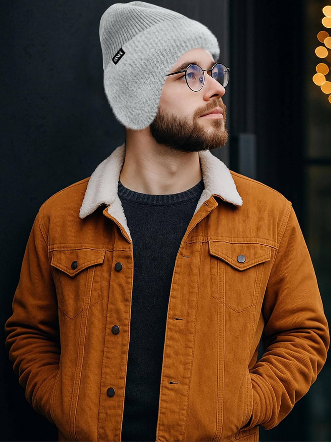 ATNKE Knitted Beanie Hat with Ear Flaps for Men and Women, Stretchy Thick Warm Fleece Lined Everyday Winter Soft with Cuffs Wooly Skull Hat Gifts – Bild 7