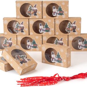 Pack of 12 Christmas Biscuit Boxes, Biscuit Packaging, Christmas Box, Biscuit Box, Cake Boxes with Viewing Window for Bakery, Chocolate, Chocolate Box Packaging