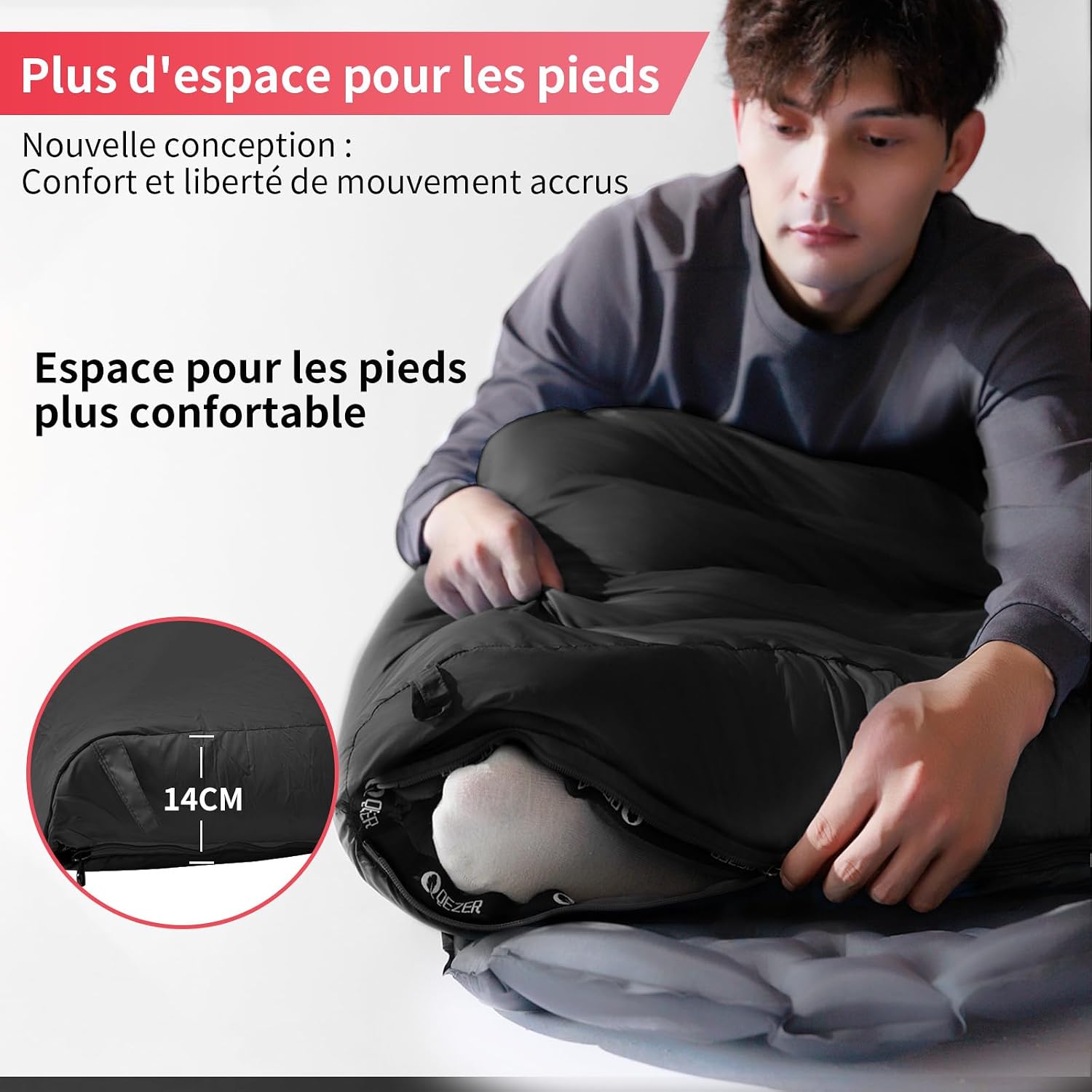 Adult Down Sleeping Bag Set Including Ultra Lightweight Inflatable Sleeping Mat and Pillow – Bild 5