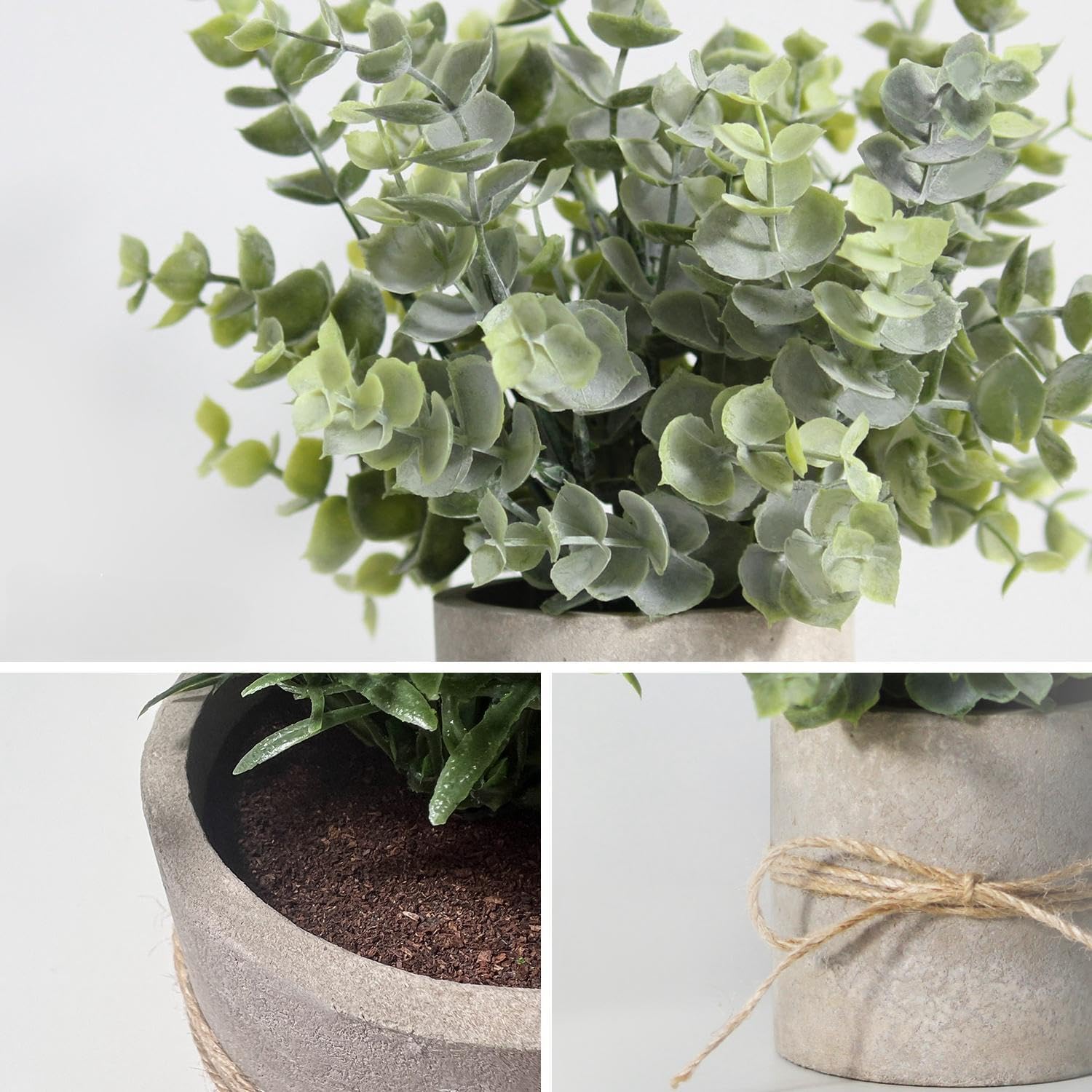 YVONNEYI 4 Small Artificial Plants in Pot - Eucalyptus, Rosemary & Grass – Bild 4