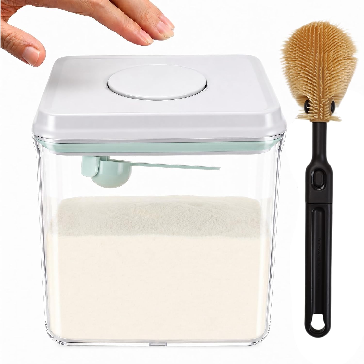 Milk Powder Dispenser 1700 ml Transparent with Spoon and Brush
