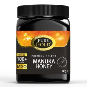 Pure Gold – Manuka Honig – 100+ MGO zertifiziert Premium – 1kg – Neuseeland, ethisch bezogen, roh & unpasteurisiert – natürlich von Bienen hergestellt & zuhause rückverfolgbar – 1er Pack