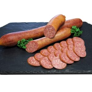 Slag sausage smoked whole sausage, type salami sausage, traditional from the smoker oven, freshly smoked slag mead sausage approx. 750 g