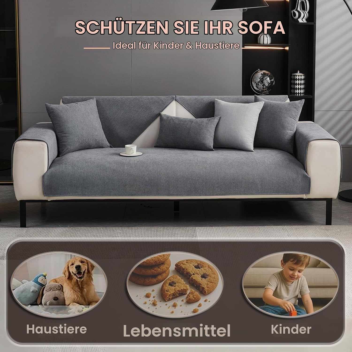 Sofa Cover, Sofa Cover, Sofa Covers for Seat, Sofa Protector Non-Slip, Sofa Cover, Sofa Protection, Cat Dog, Sofa Throw, Couch Cover, U-Shape L Shape for 1 2 3 4 Seater Sofa 70 x 150 cm – Bild 3