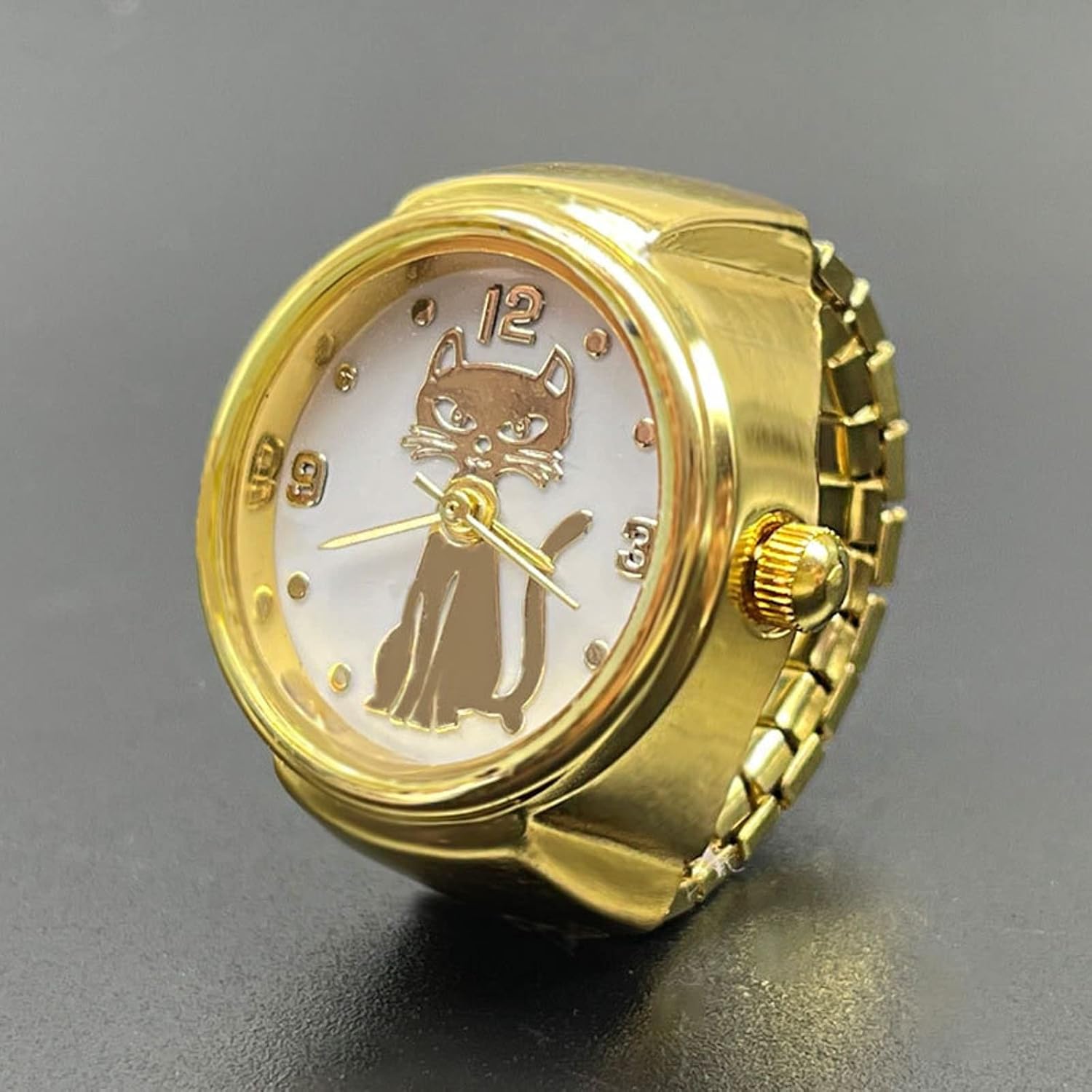 Echter Uhrenring als modisches Accessoire für Damen Herren verstellbarer Silberschmuck mit rundem klobigem Design zur eleganten Zeitanzeige im Alltag – Bild 3