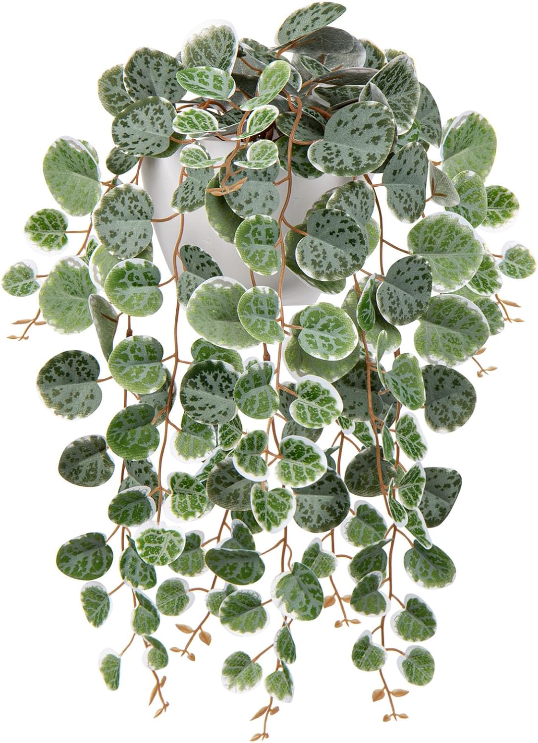Artificial Plants Hanging 44 cm, Decorative Plants Artificial Plants in Plastic Pot, Artificial Plants Like Real, Green Artificial Plant Hanging Eucalyptus, Plastic Plants of Heart Leaf for Living Room Office Decoration